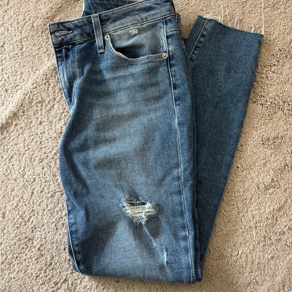 Hudson Jeans Blue Distressed Ankle Cropped Jeans